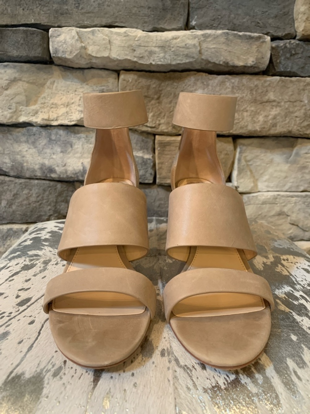 Vince Camuto Tan Wide-Strap Block Heel Sandals - Picture 7 of 8